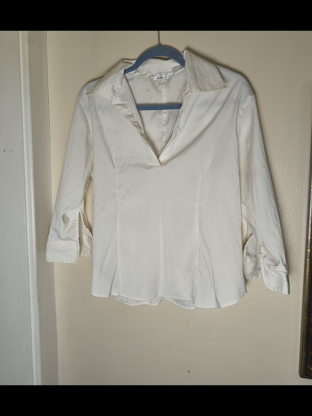 Vintage Y2K white blouse with quarter sleeves